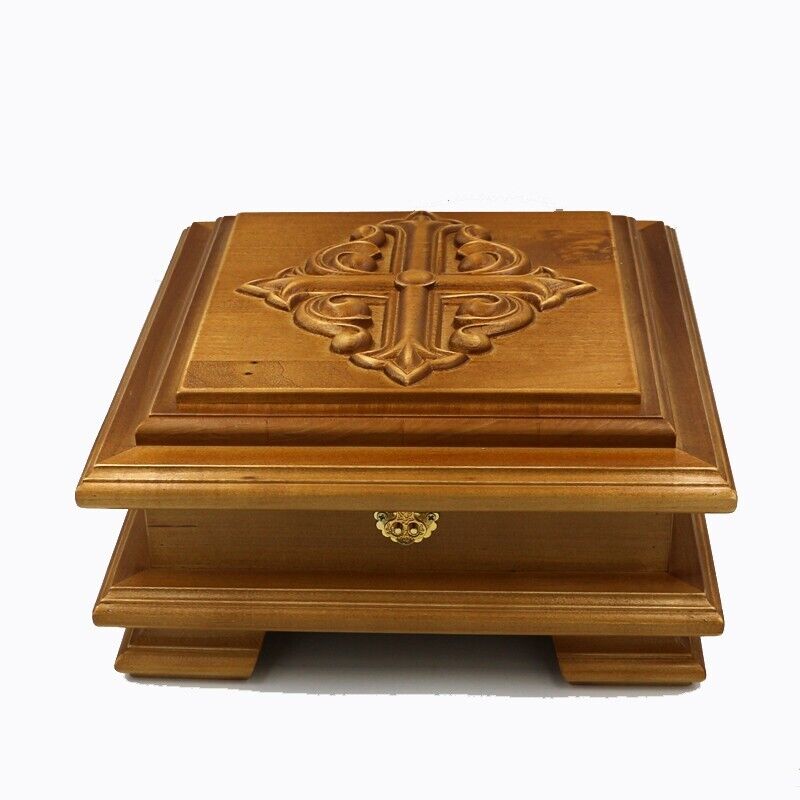 Reliquary Box Orthodox Christian Carved Wooden Handcarved 11.41\