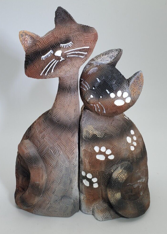 Tiggy and Cuddles the Cats from Farmyard Fun, Textured Earth Tone Figurines