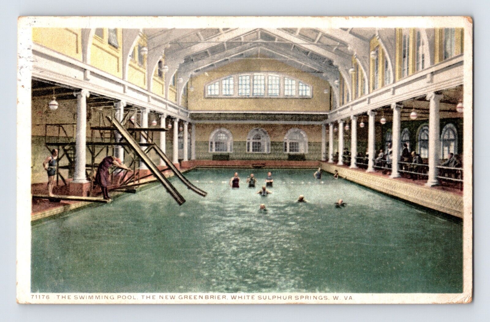 Postcard West Virginia White Sulphur Springs WV Greenbrier Hotel Pool 1914