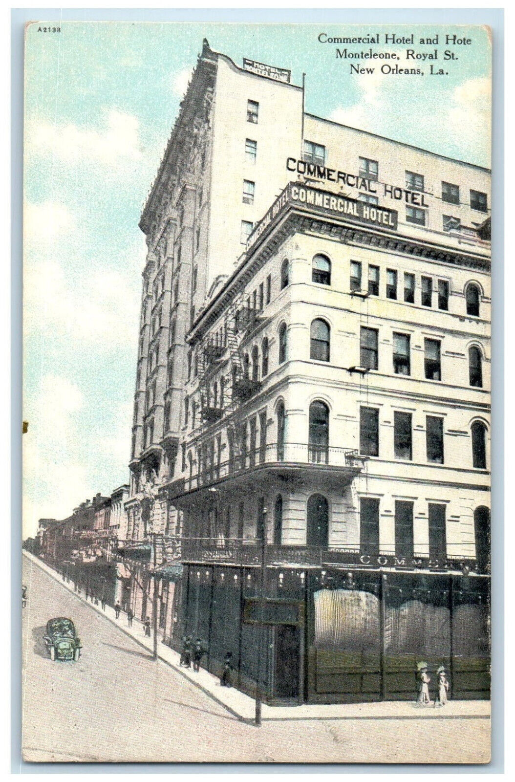 c1910 Commercial Hotel and Hotel Monteleone New Orleans Louisiana LA Postcard