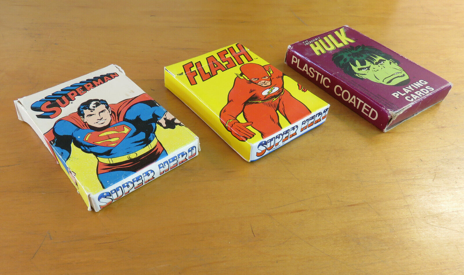 Russell 1977 Superman Flash 1979 Hulk Nasta playing cards lot 3 decks VF NM