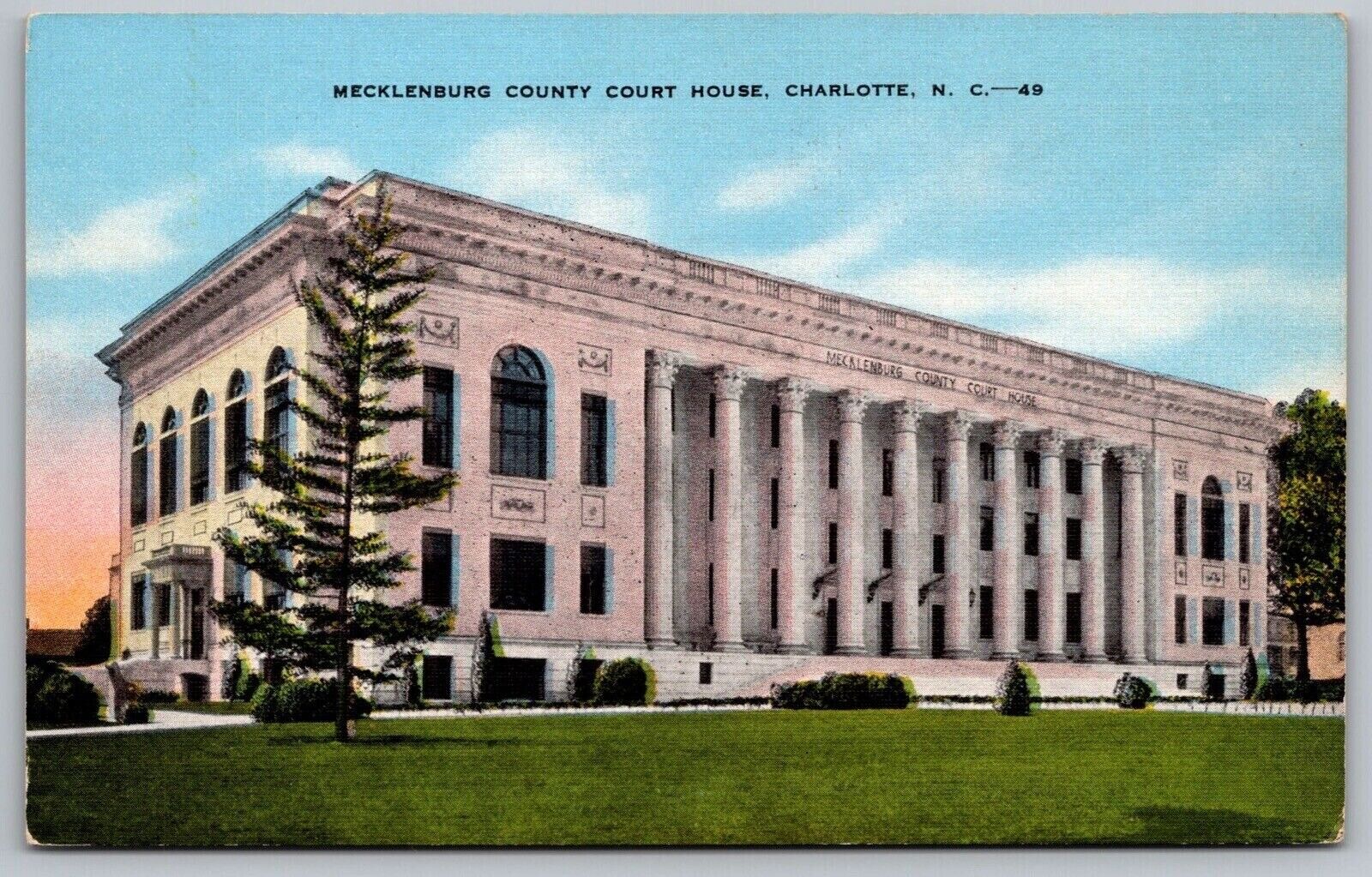 Mecklenburg County Court House Charlotte North Carolina Government VTG Postcard