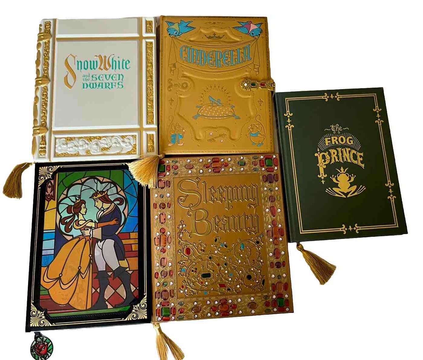 Disney Classic Princess StoryBook Journal Set Cinderella,Snow,Tiana, Aurora,Bell