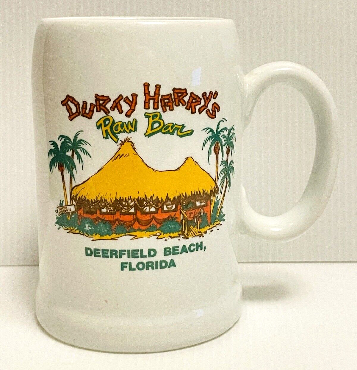 Vintage Durty Harry\'s Raw Bar Deerfield Beach Florida Ceramic Mug 5 1/2\