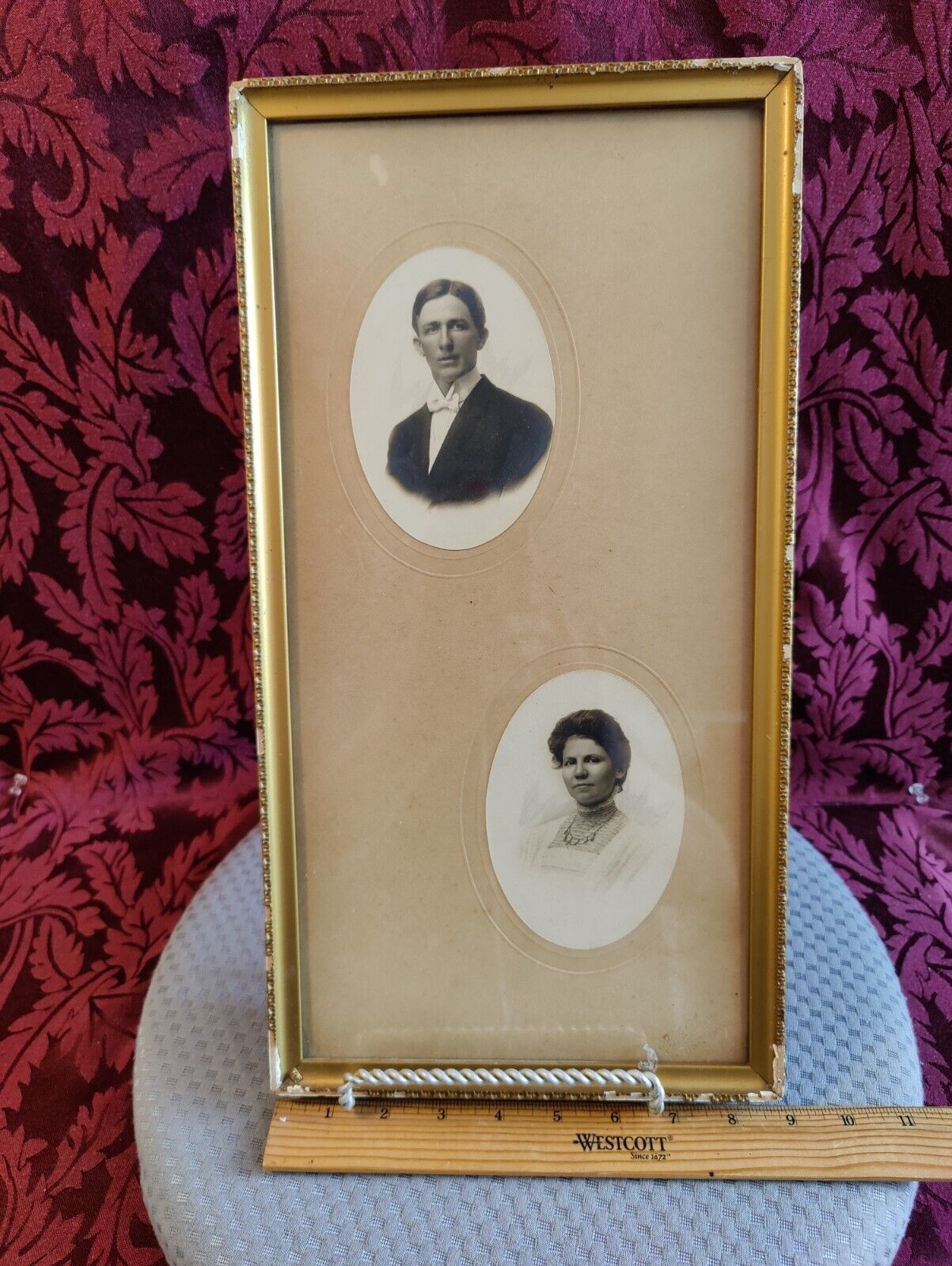 Married Couple from Sabetha, KS. The year 1910,Original frame. Antique photo Old