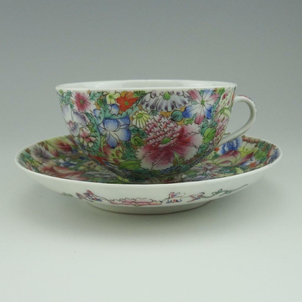 Chinese Mille Fleur Tea Cup & Saucer Provenance: Gift from Chiang Kai Shek