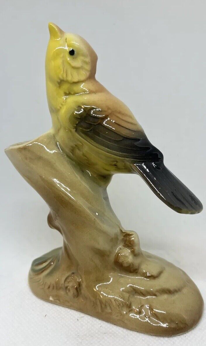 Vintage Royal Copley Goldfinch on Branch Bud Vase Figurine 5