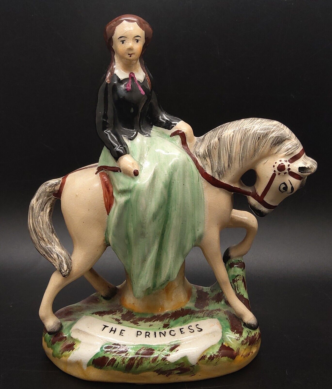 RARE Antique Staffordshire England Figurine The Princess on Horse