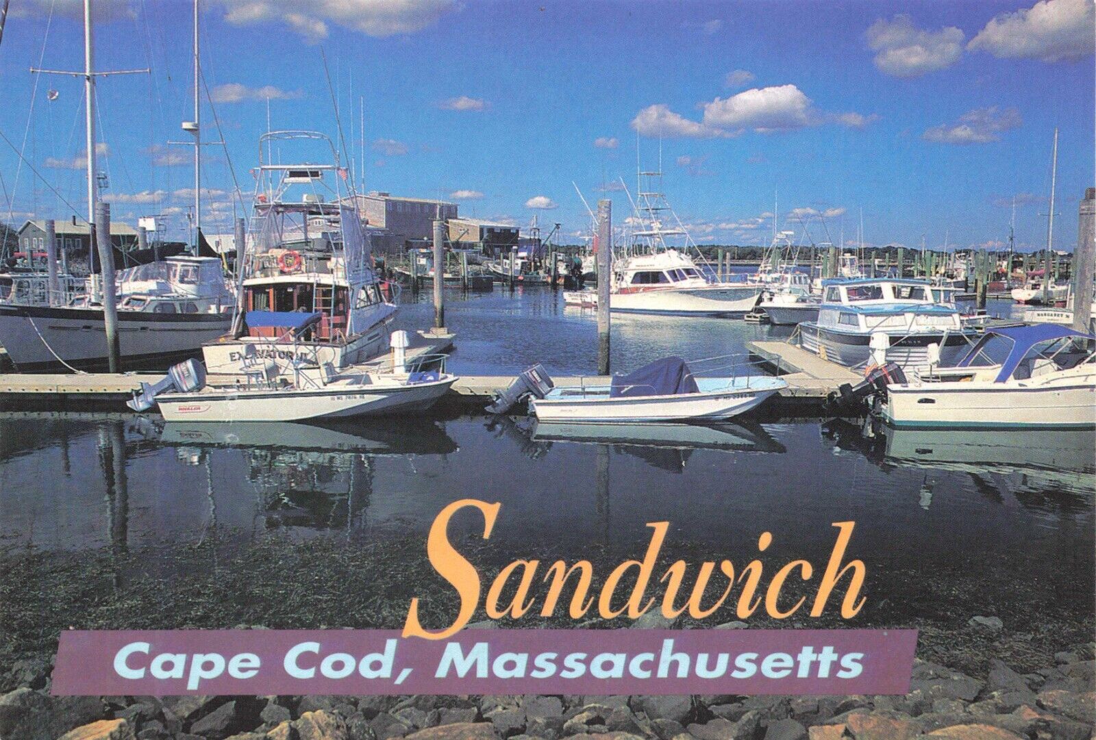 Postcard MA Cape Cod Sandwich Harbor Fishing Boats Yachts New England