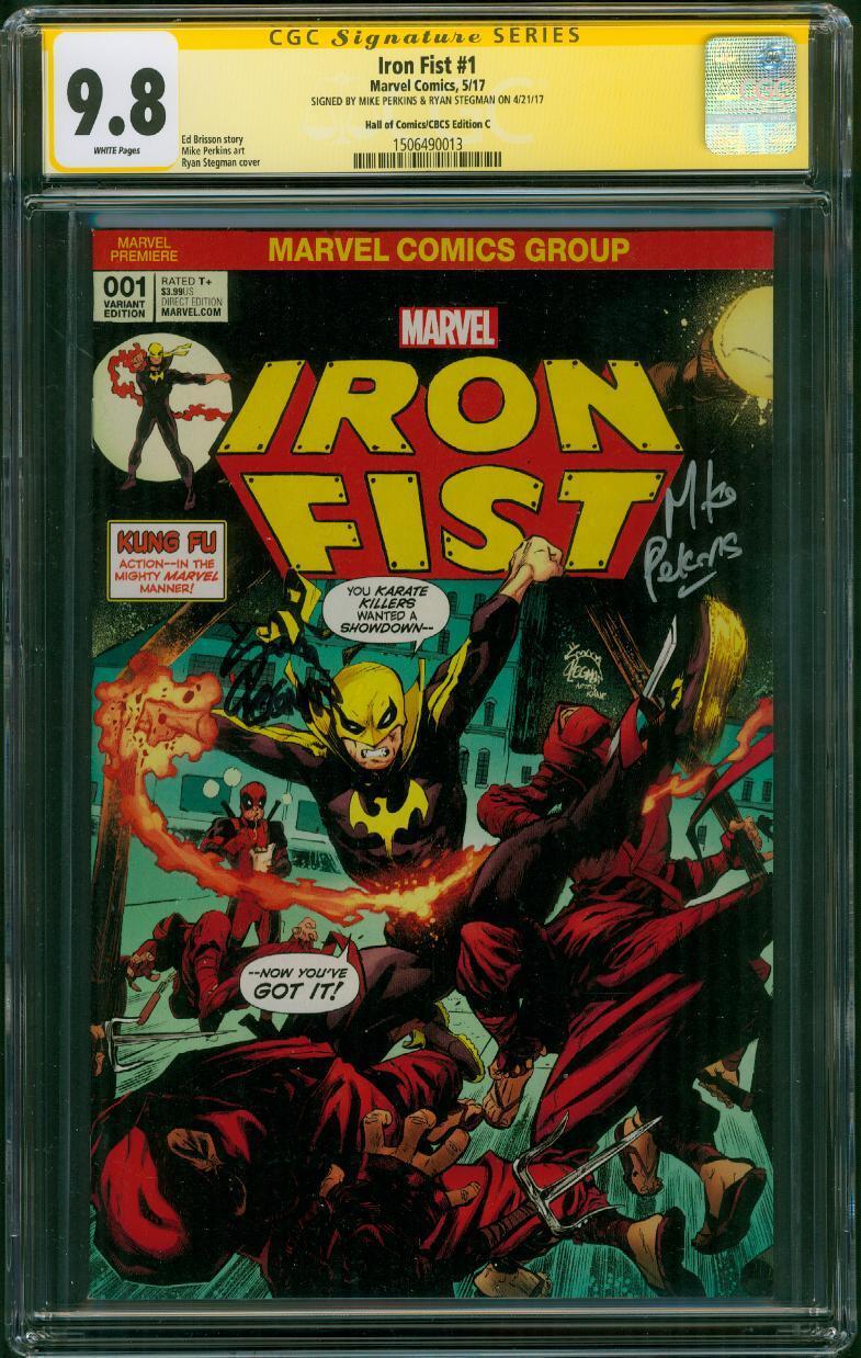 Iron Fist 1 CGC 2X SS 9.8 Perkins Stegman Hall of Comics C Ed Deadpool Variant