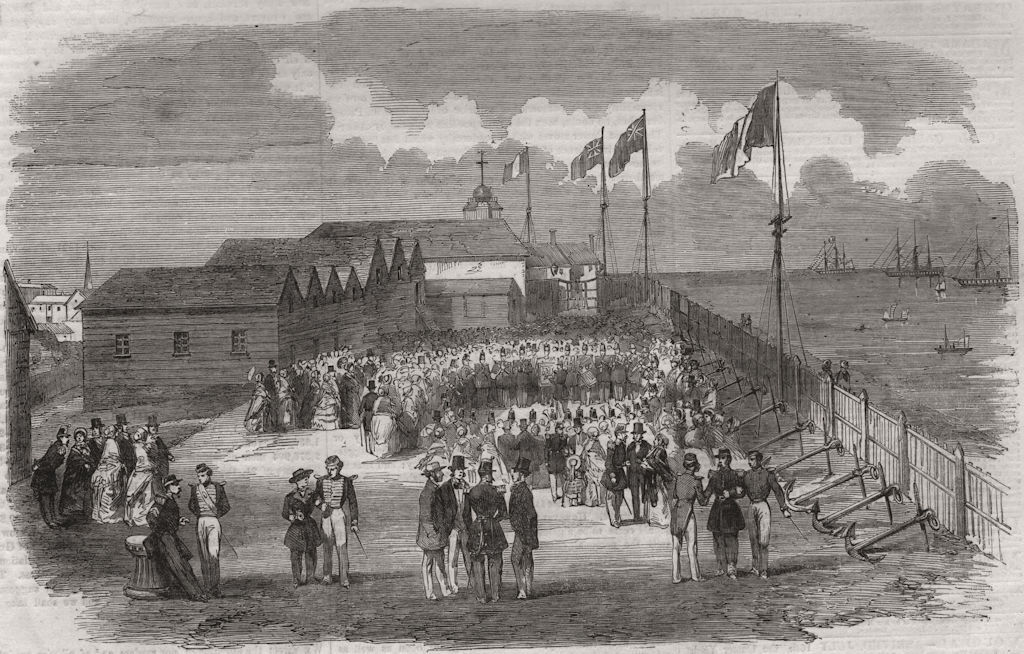 Band of the 3rd French Regiment playing in H. M. Naval Yard, at Deal. Kent 1854