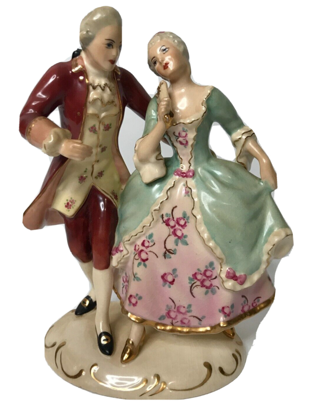 Royal Dux Porcelain Figurine Courting Couple Dancing Czechoslovakia