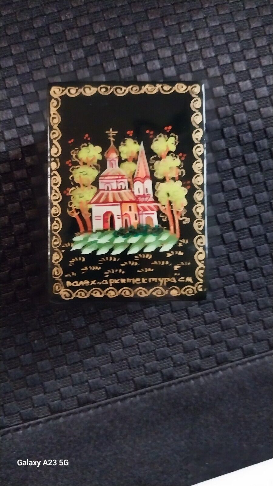  Miniature Handpainted Russian Lacquer Hinged Box