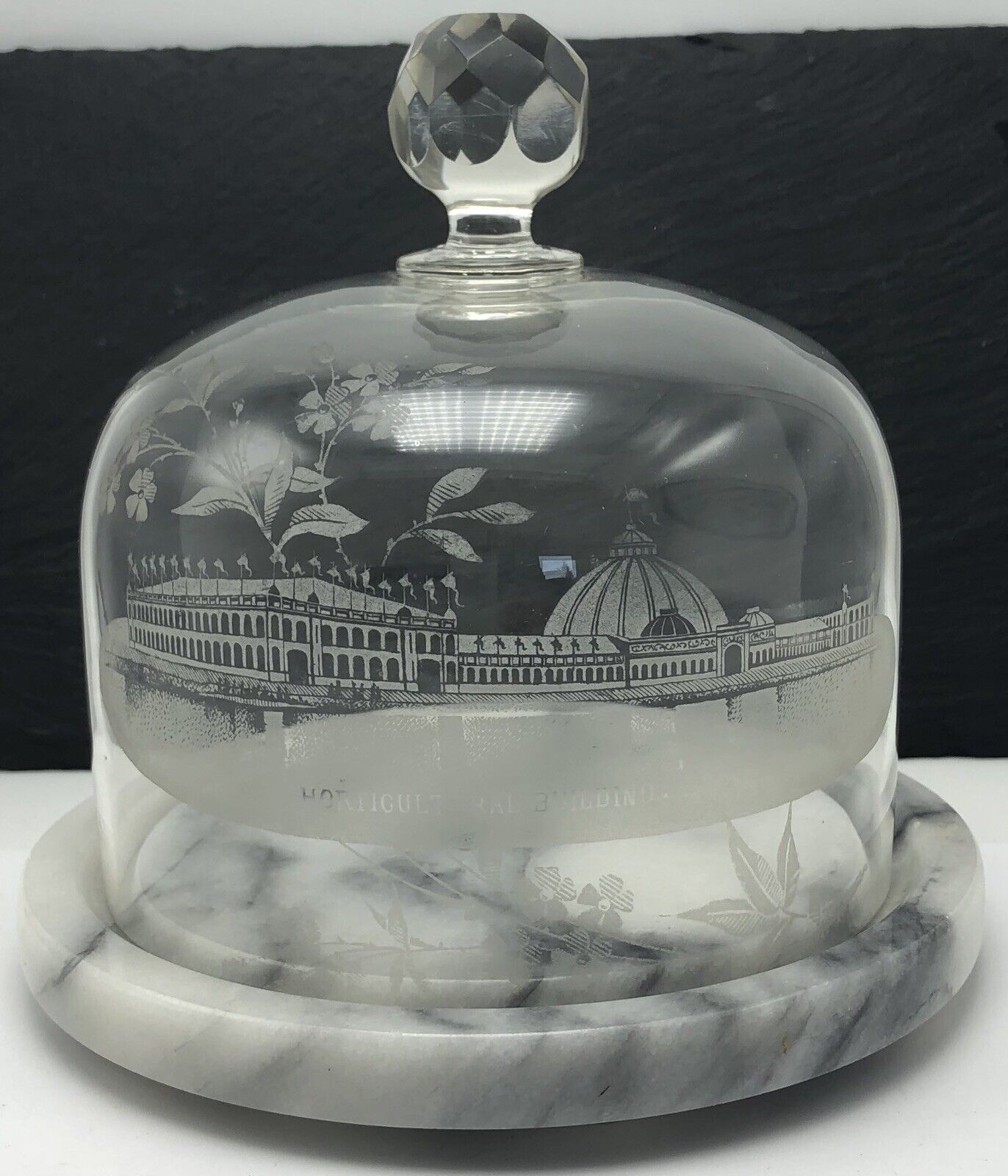 Chicago Fair Expo 1893 Horticultural Building Glass Dome Cheese Cloche Souvenir 