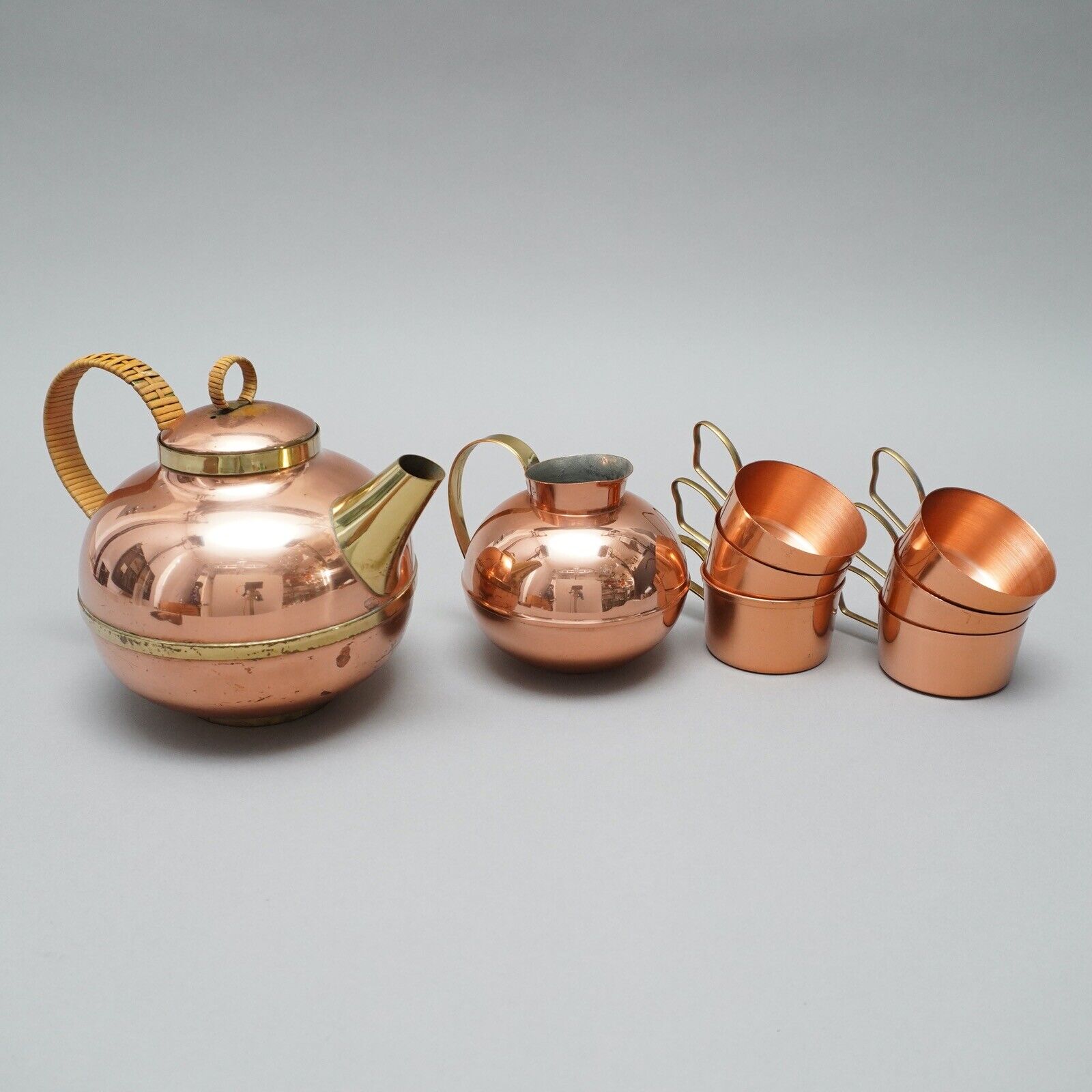 Tea Service Metalldesign Harald Buchrucker Copper Brass 9-teilig1.57T4U