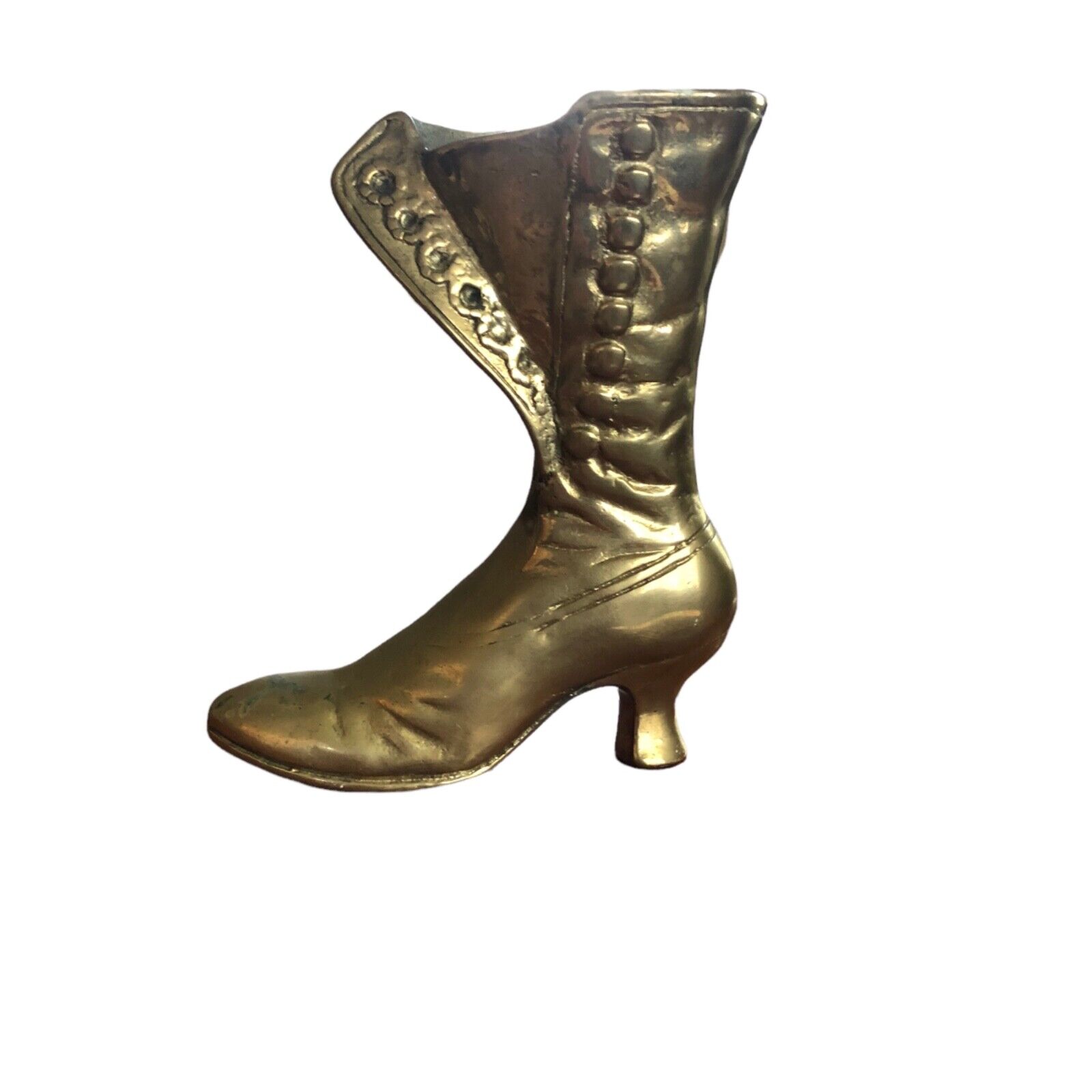 Cast Brass Posy Holder Boot Antique Victorian C1900