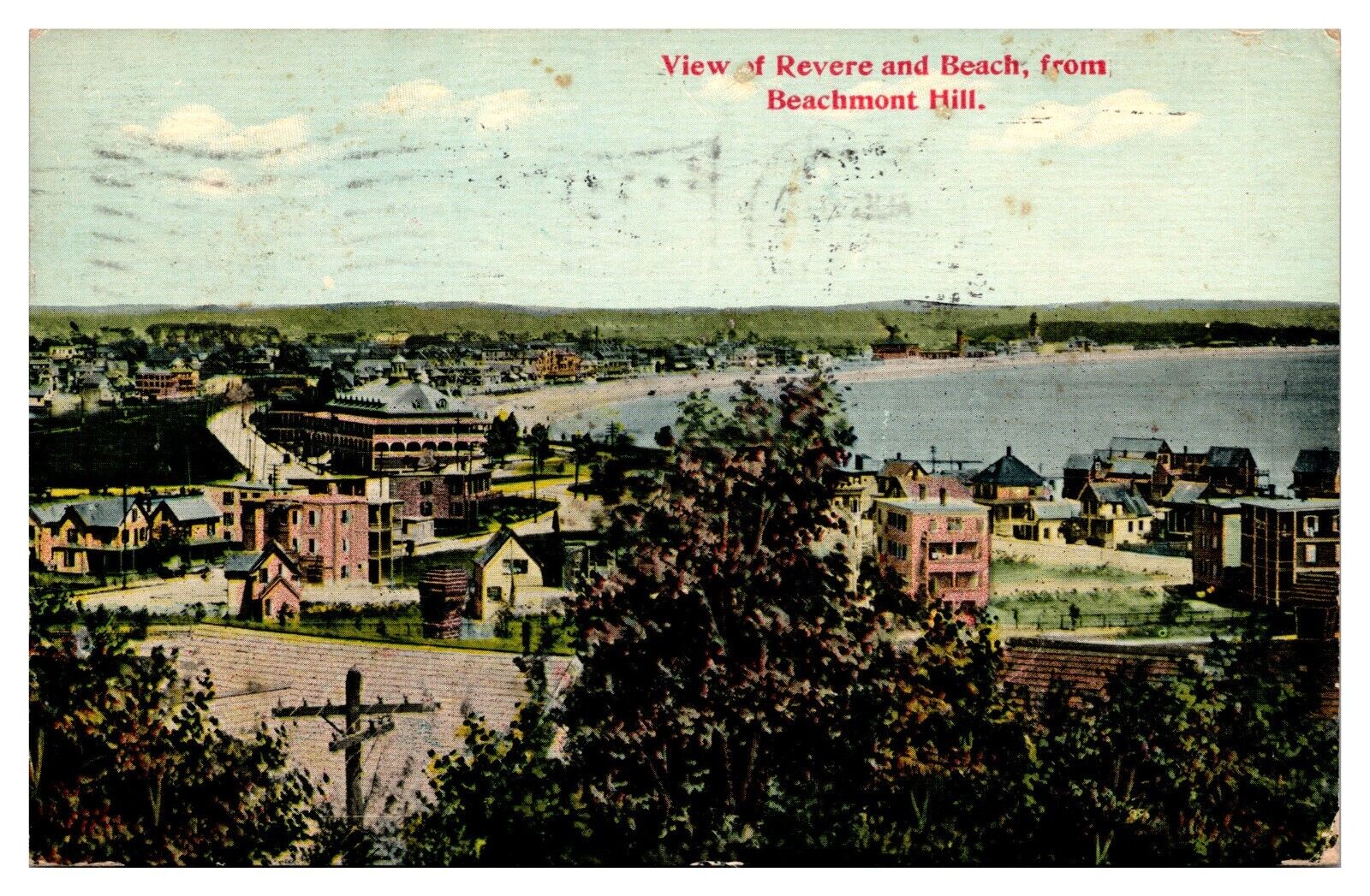 1912 View of Revere and Beach, from Beachmont Hill, MA Postcard