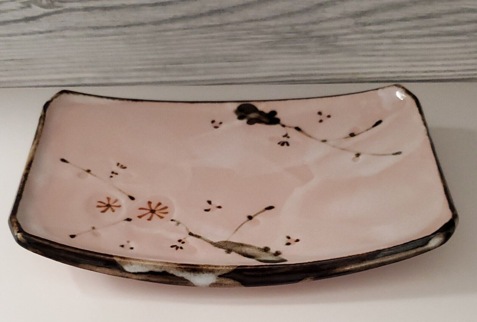 Vintage Japenese Porcelain Pink Cherry Blossom Decorative Dish  Trinket Japan