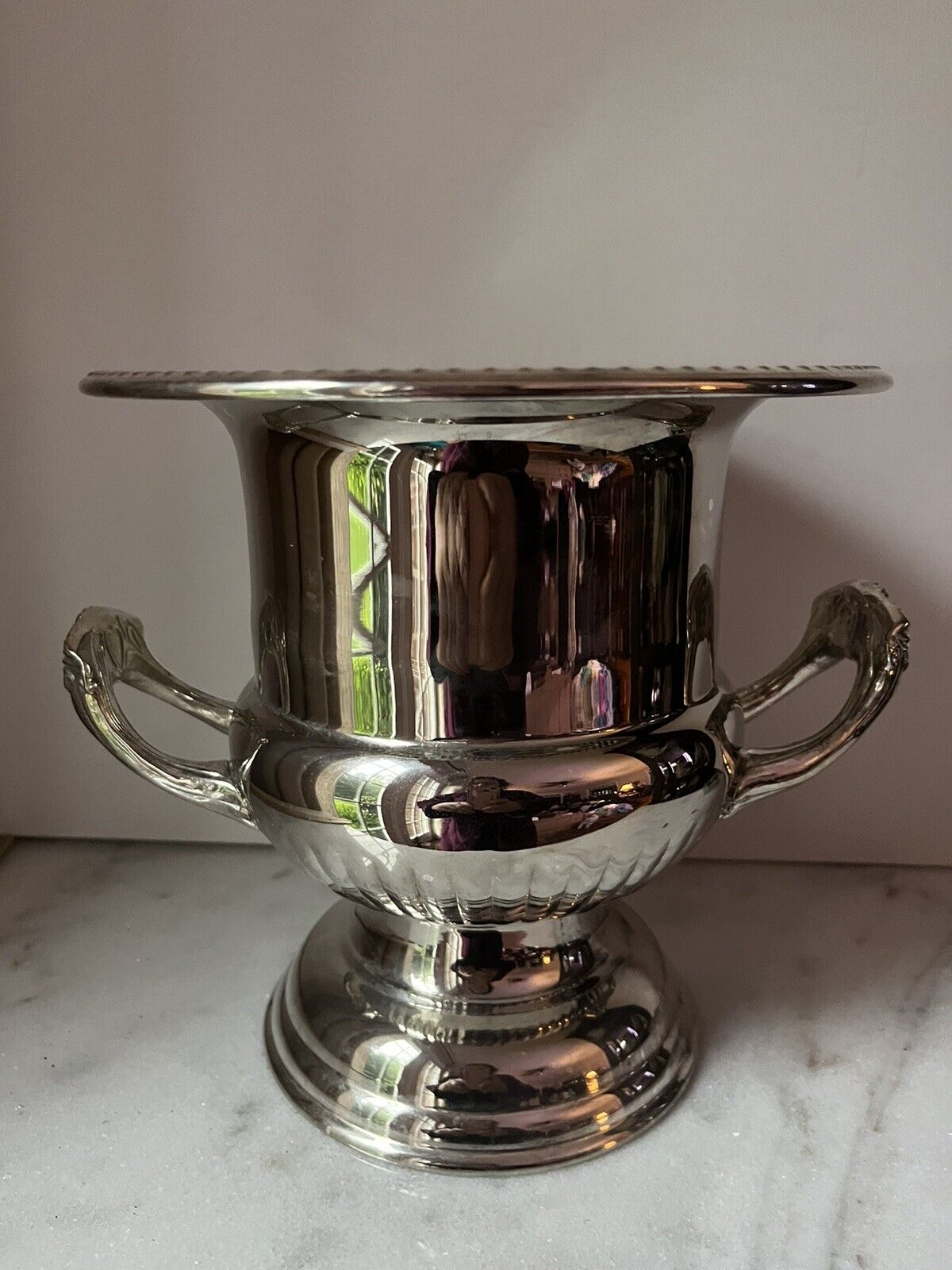 Vintage Silver-Plated Wine Chiller Champagne Cooler Twin Handles Ice Bucket Urn