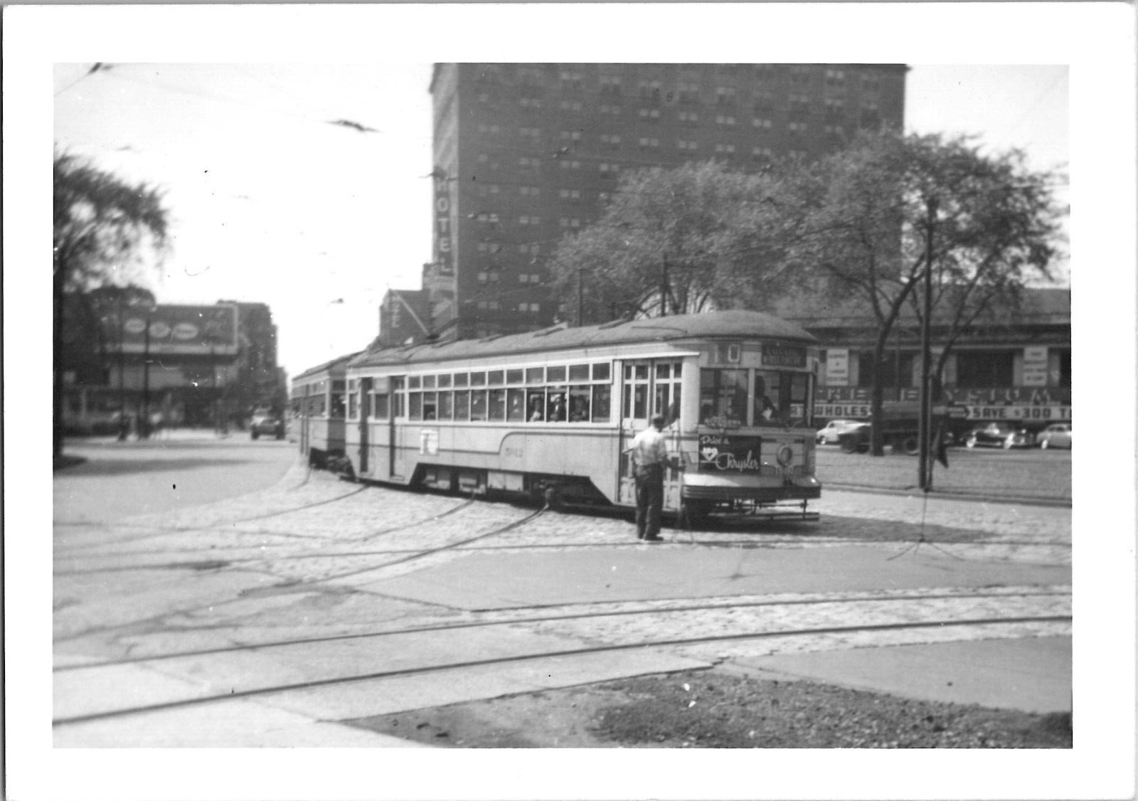 CTS Cleveland Railway Kuhlman Streetcar Trolley Chrysler Ad 1950s Vintage Photo