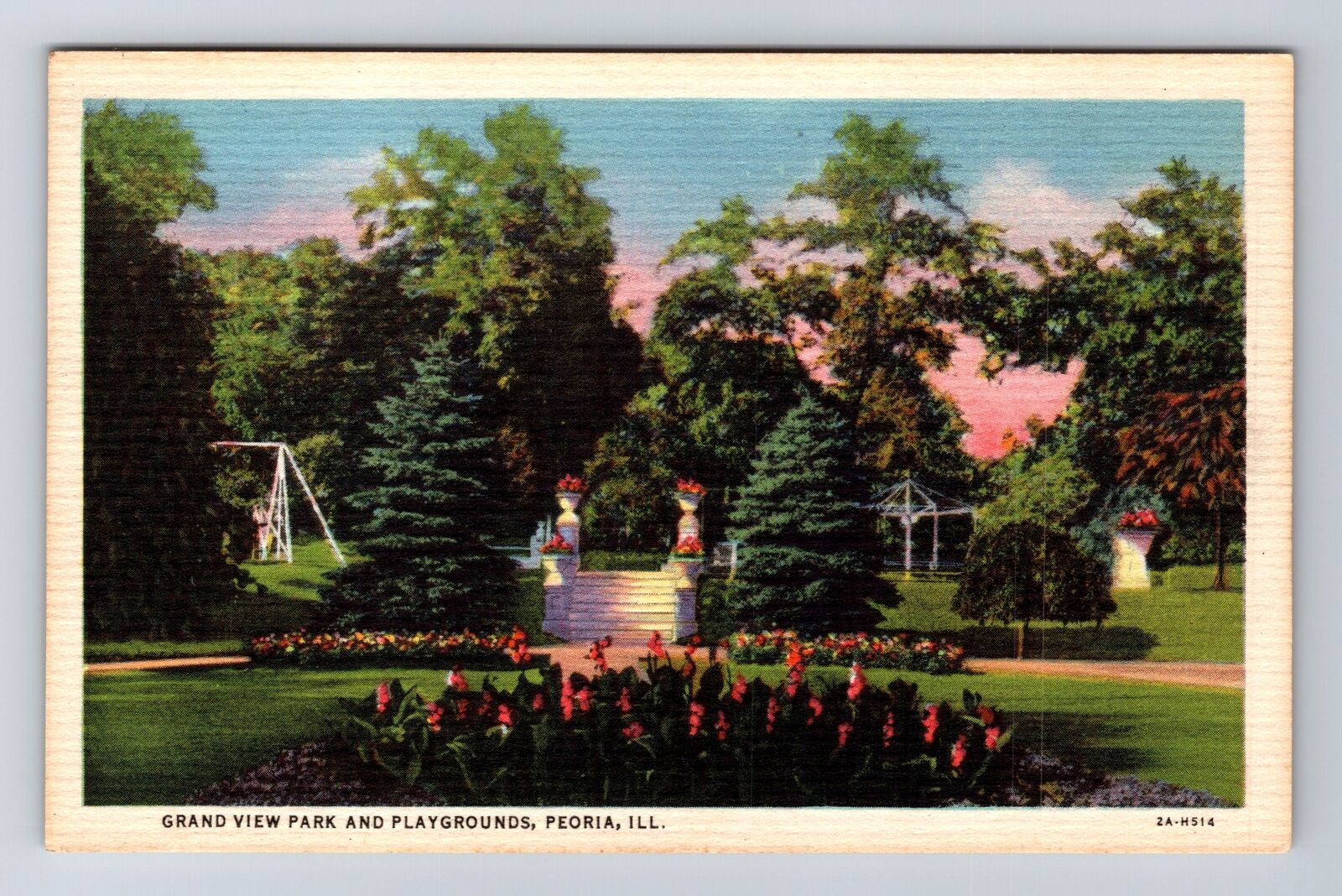 Peoria IL-Illinois, Grand View Park & Playgrounds, Antique, Vintage Postcard