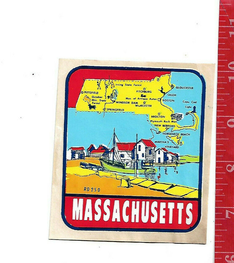 Vintage state water decal transfer Massachusetts 