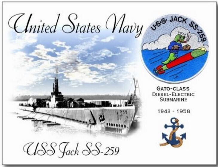 USS JACK SS-359 SUBMARINE - POSTCARD