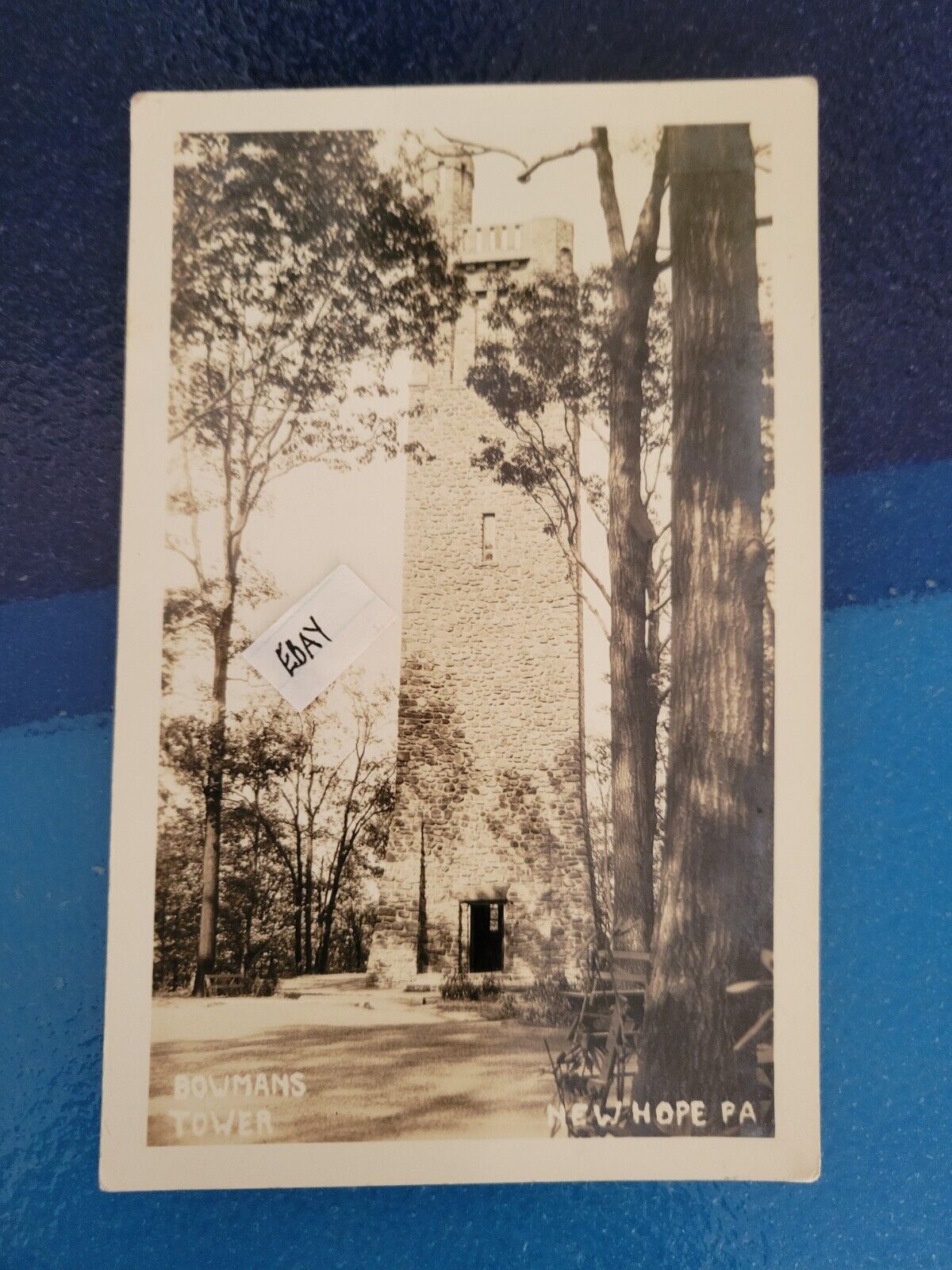 RPPC ca 1930 Bowman\'s Tower New Hope PA b/w photo by Hampton Hayes unposted