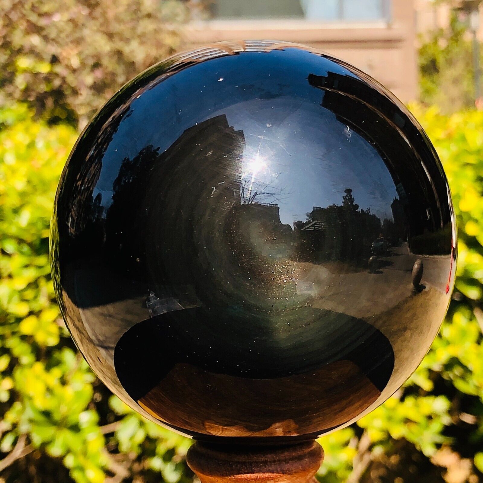 2.64LB Natural Silver Black Obsidian Sphere Quartz Crystal Ball Healing