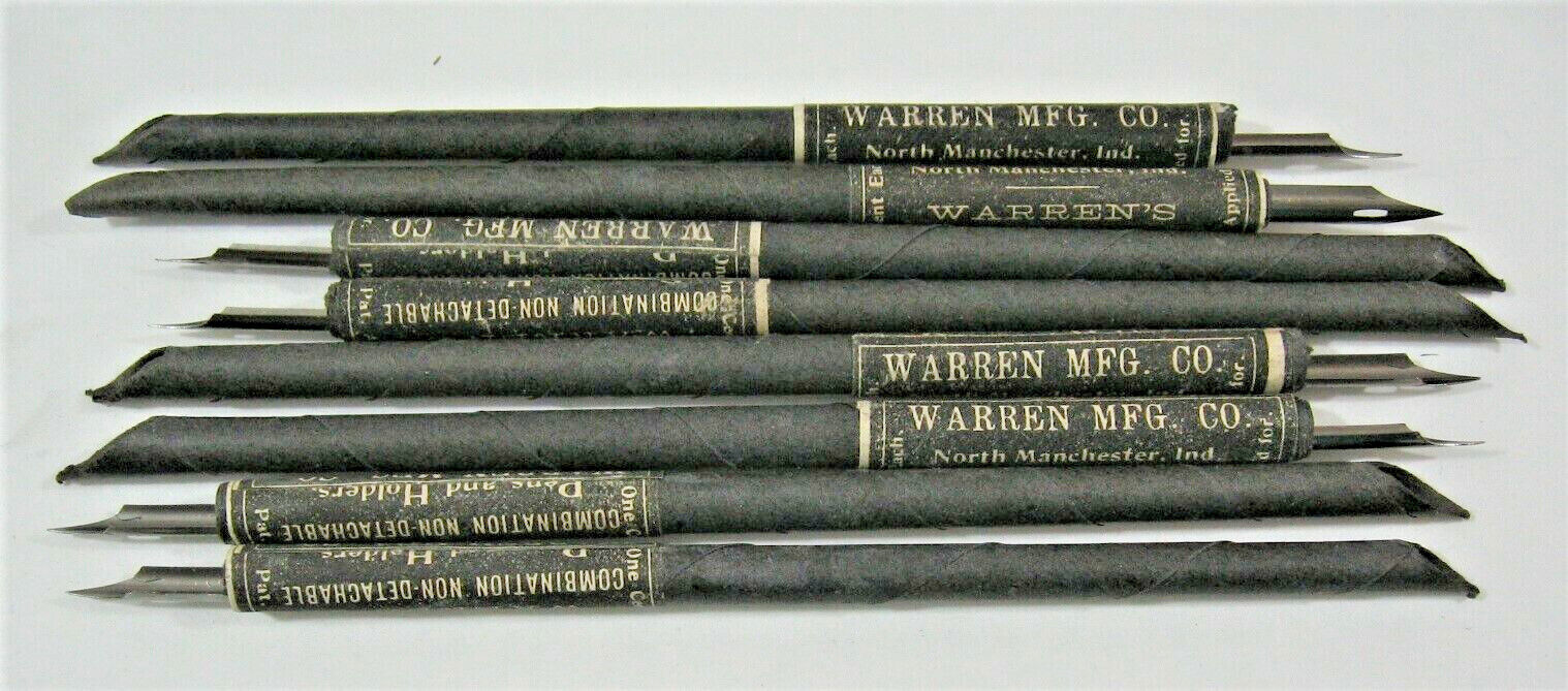 Vintage 1890 Warren Mfg 1ct Rolled Paper Quill Pen Manchester In Old Store Stock