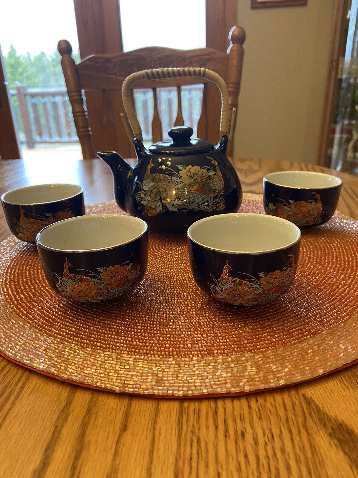 Vintage Japanese Oriental Themed Porcelain Tea Set