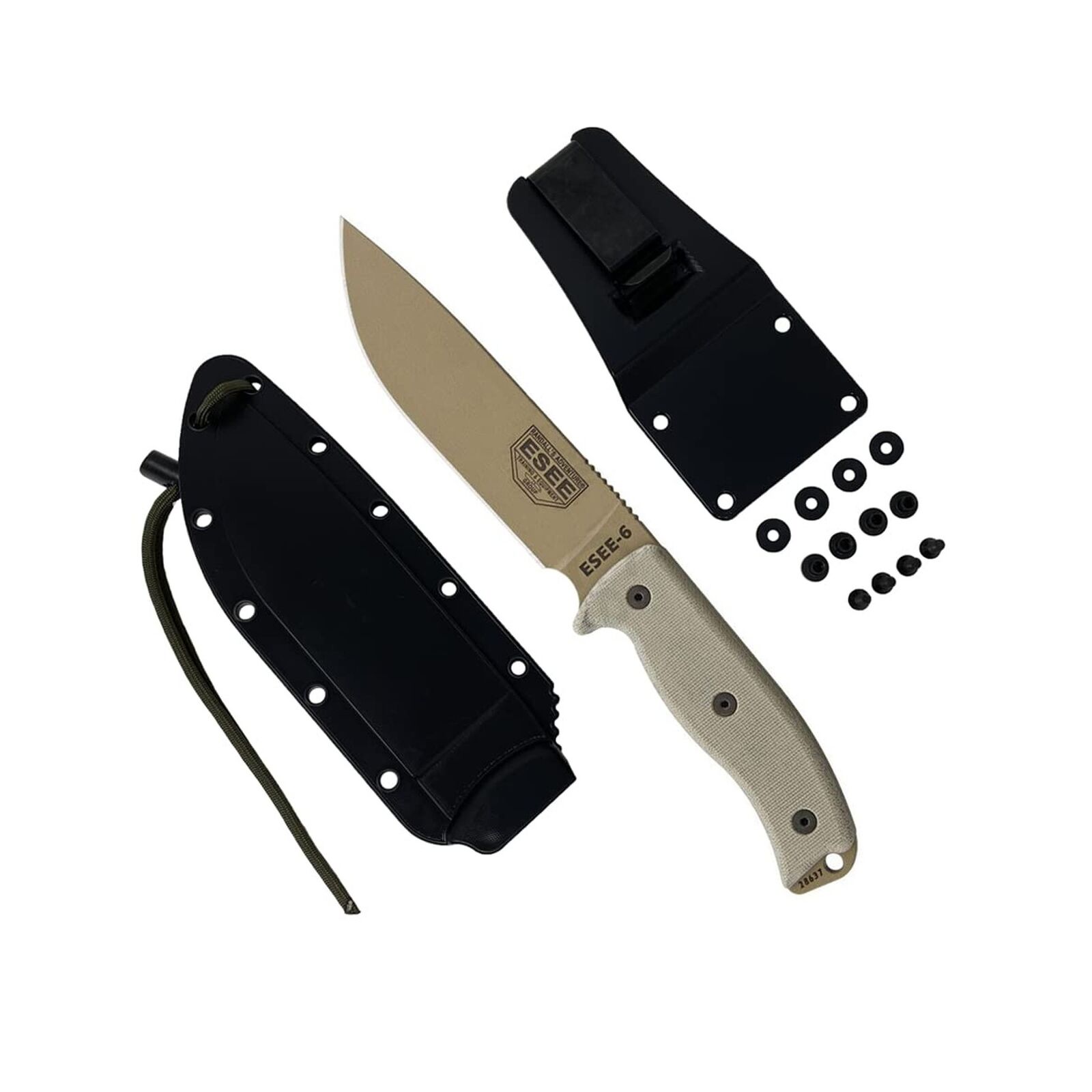 ESEE Knives 6P Fixed Blade Knife w/Molded Polymer Sheath (Dark Earth Blade/Bl...