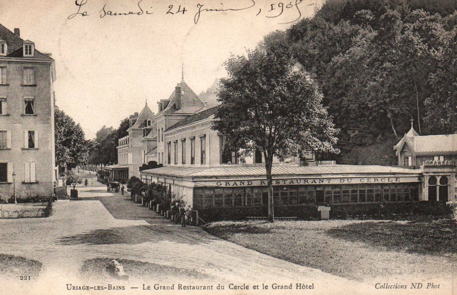 CPA 38 - URAGE LES BAINS (Isère) - Le Grand Restaurant du Cercle et Grand Hotel