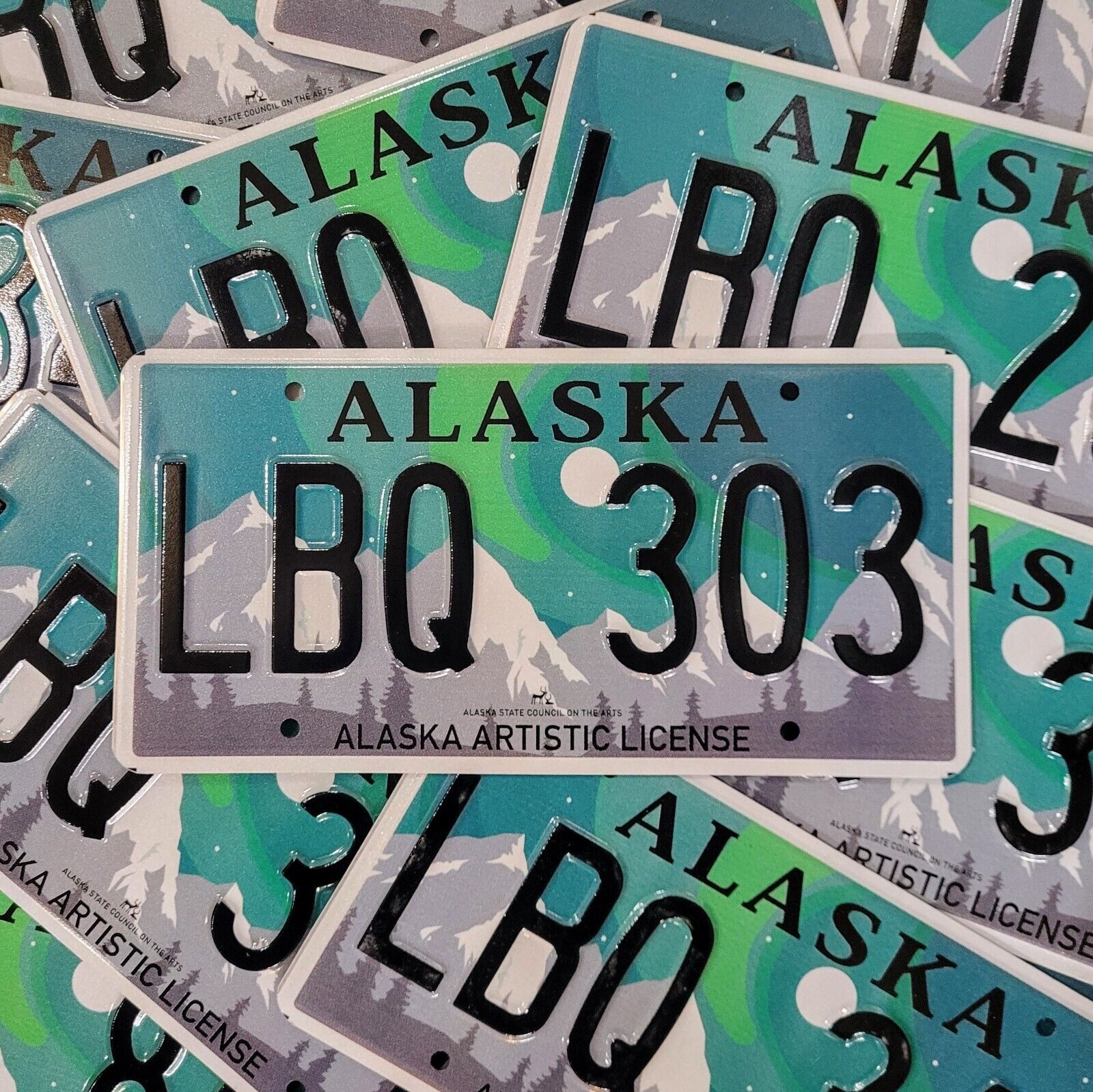 ALASKA License Plate 🔥FREE SHIPPING🔥 1 ~ ARTISTIC DARK w/RANDOM LETTERS & #'S