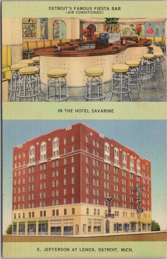 c1940s DETROIT, Michigan LINEN Postcard HOTEL SAVARINE \