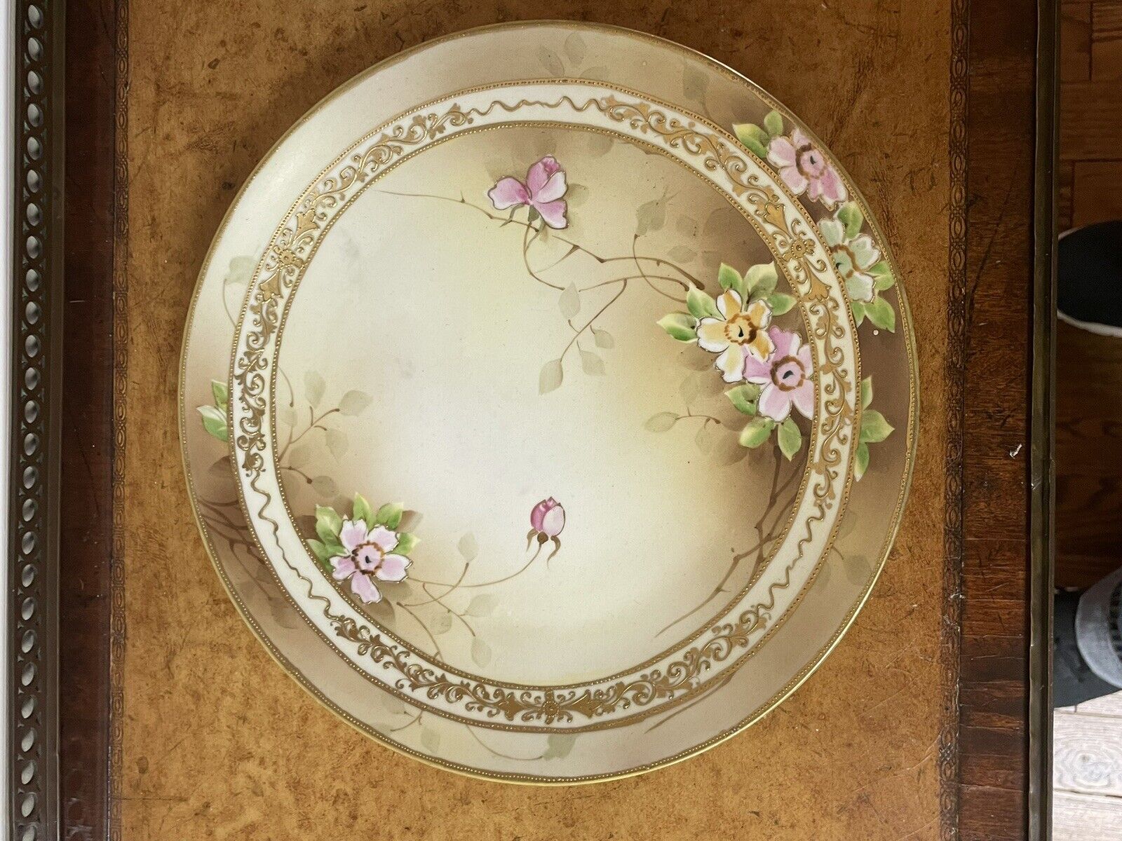 Antique Japanese Nippon Hand Painted 10 Inch Floral Plate