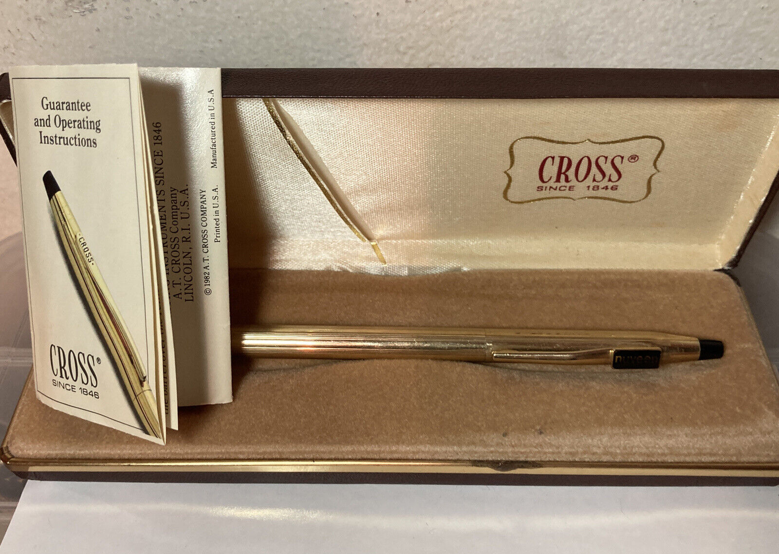 Vintage Cross 1/20 10kt Gold Filled Ballpoint Pen + Case Nuveen Logo  As is