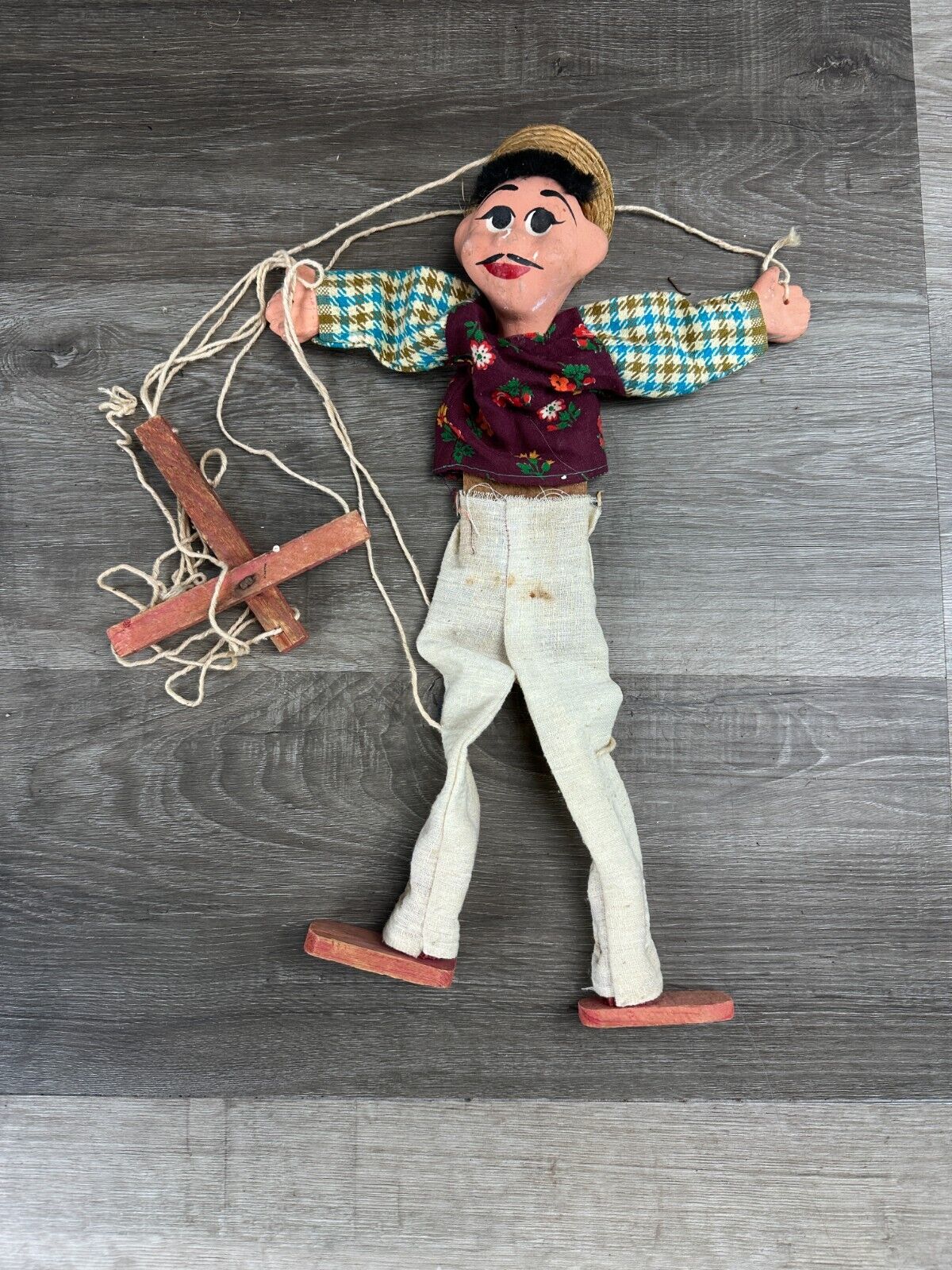 Hand Puppet Vintage Mexican String Marionette Doll Souvenir  14\