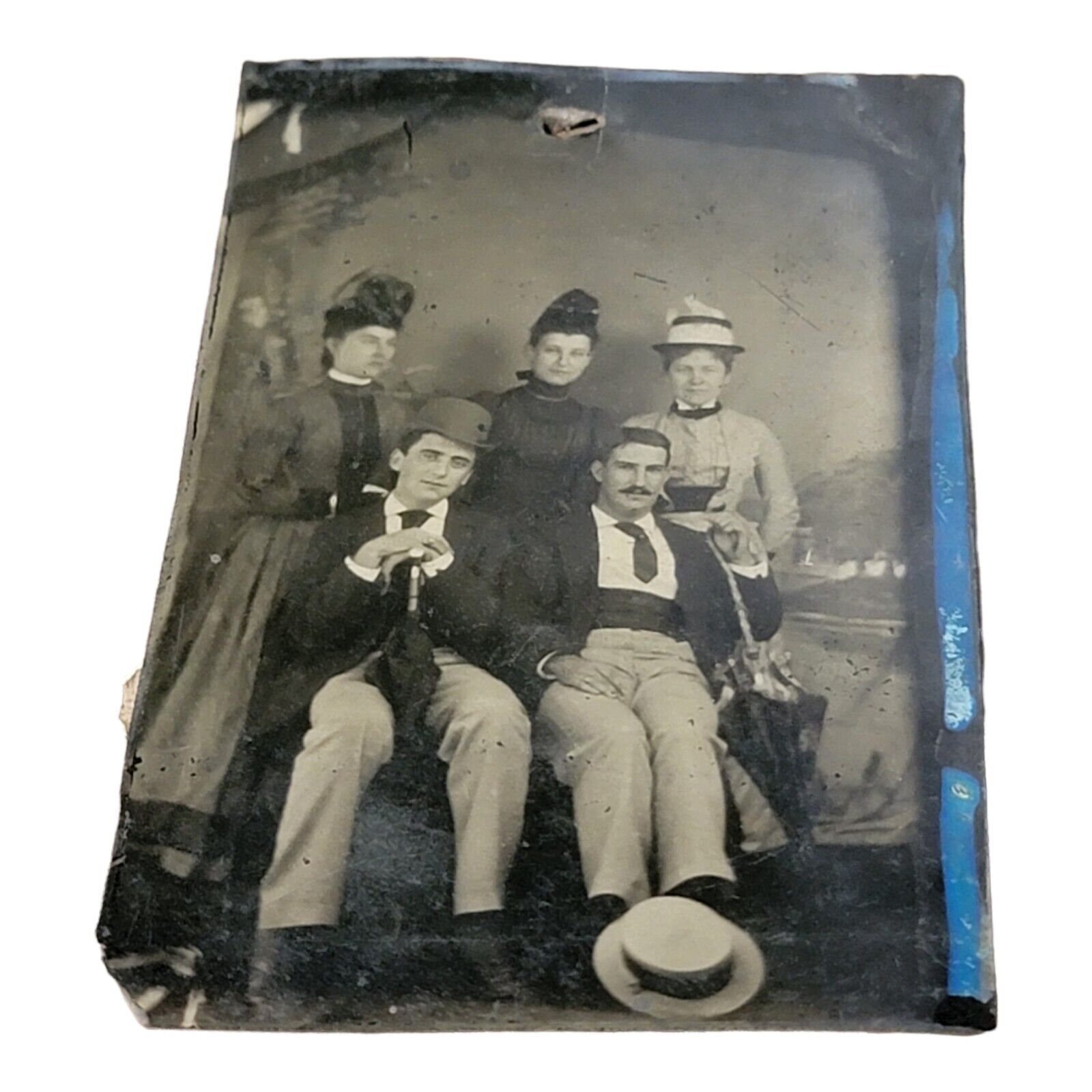 Sixth Plate Tintype, Daguerreotype of Group Family Mother Daughter Father Sons