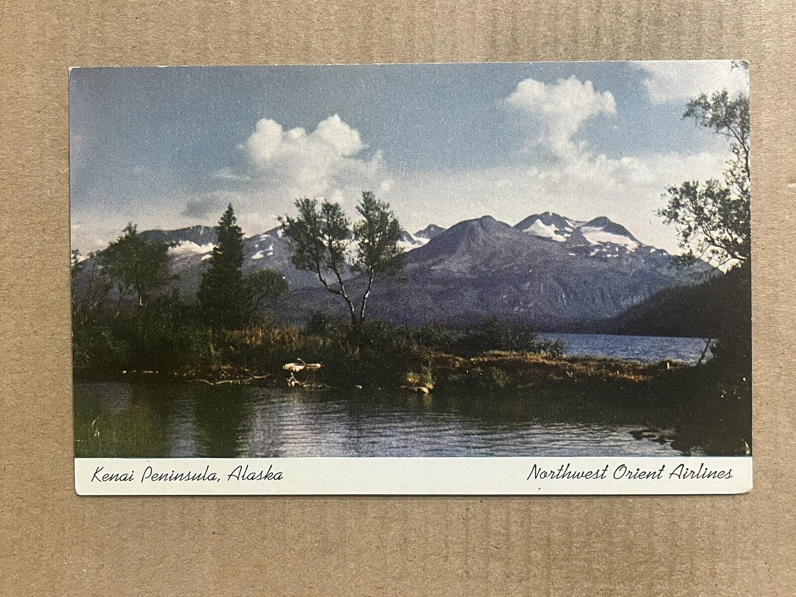 Postcard Kenai Peninsula AK Alaska Northwest Orient Airlines Advertising Vtg PC