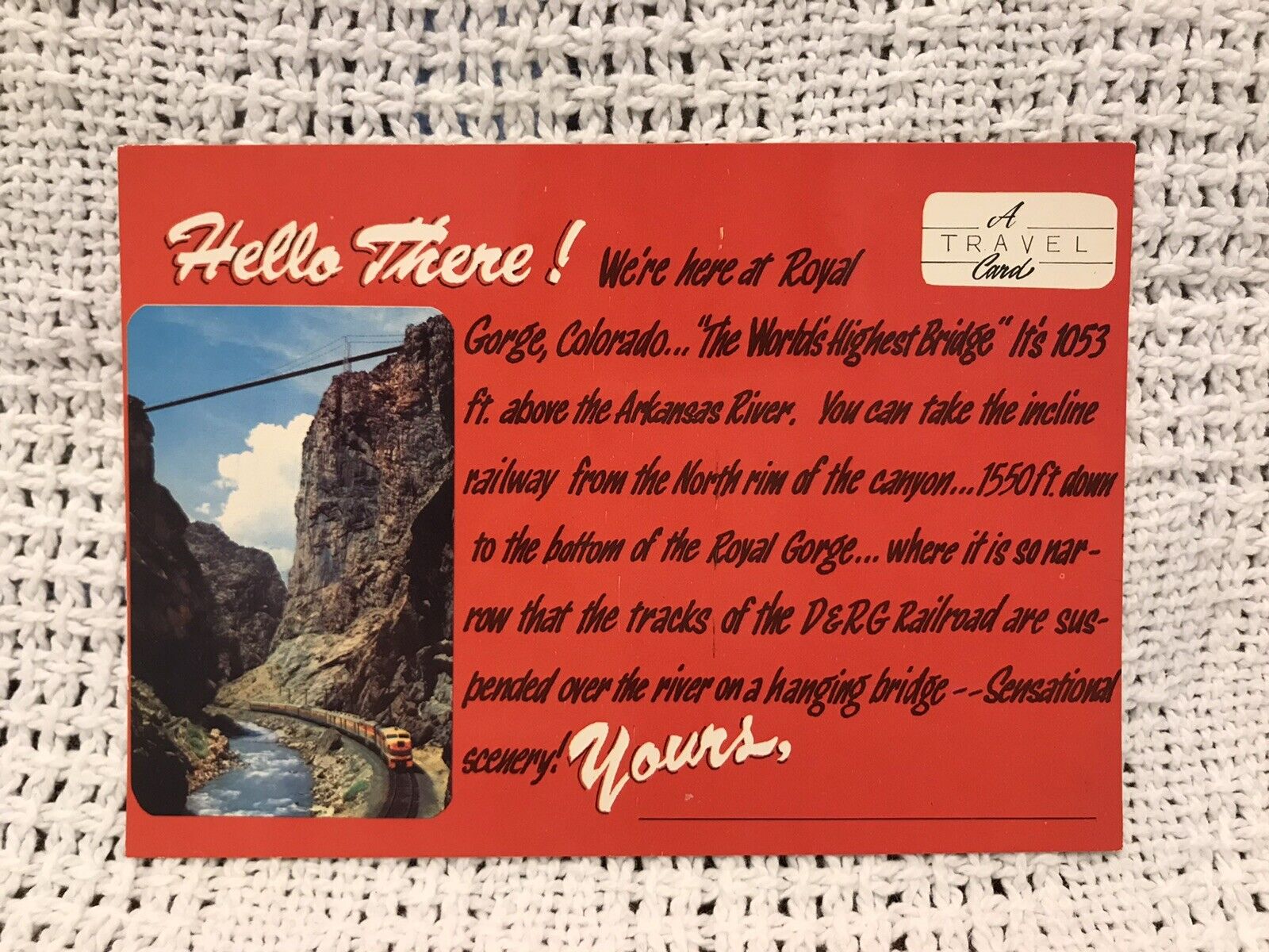 Royal Gorge Colorado Postcard Hello There Sanborn Souvenir Inc Photo 