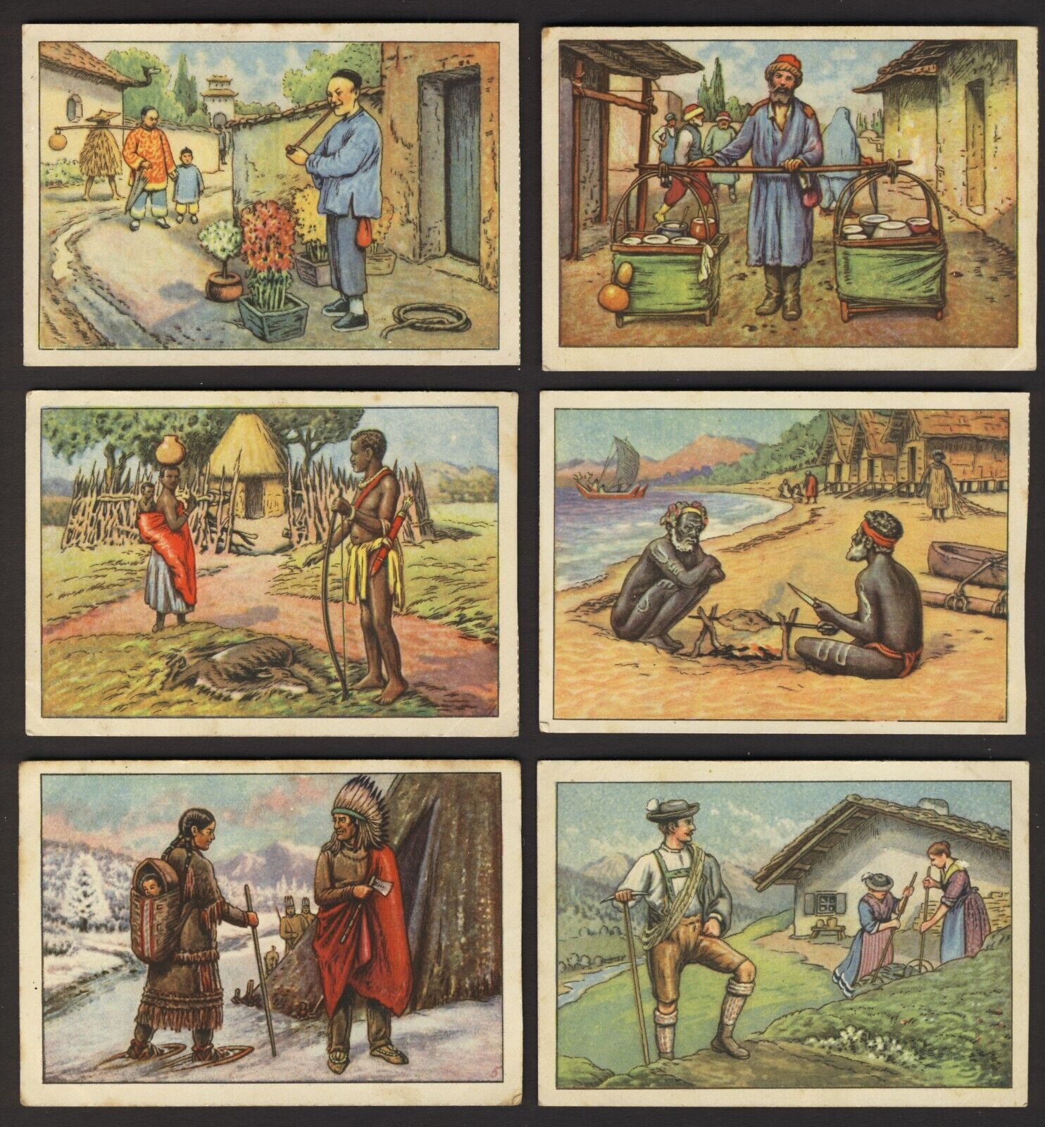 Echte Wagner 1928 Ethnic Types Set of 6 cards VG