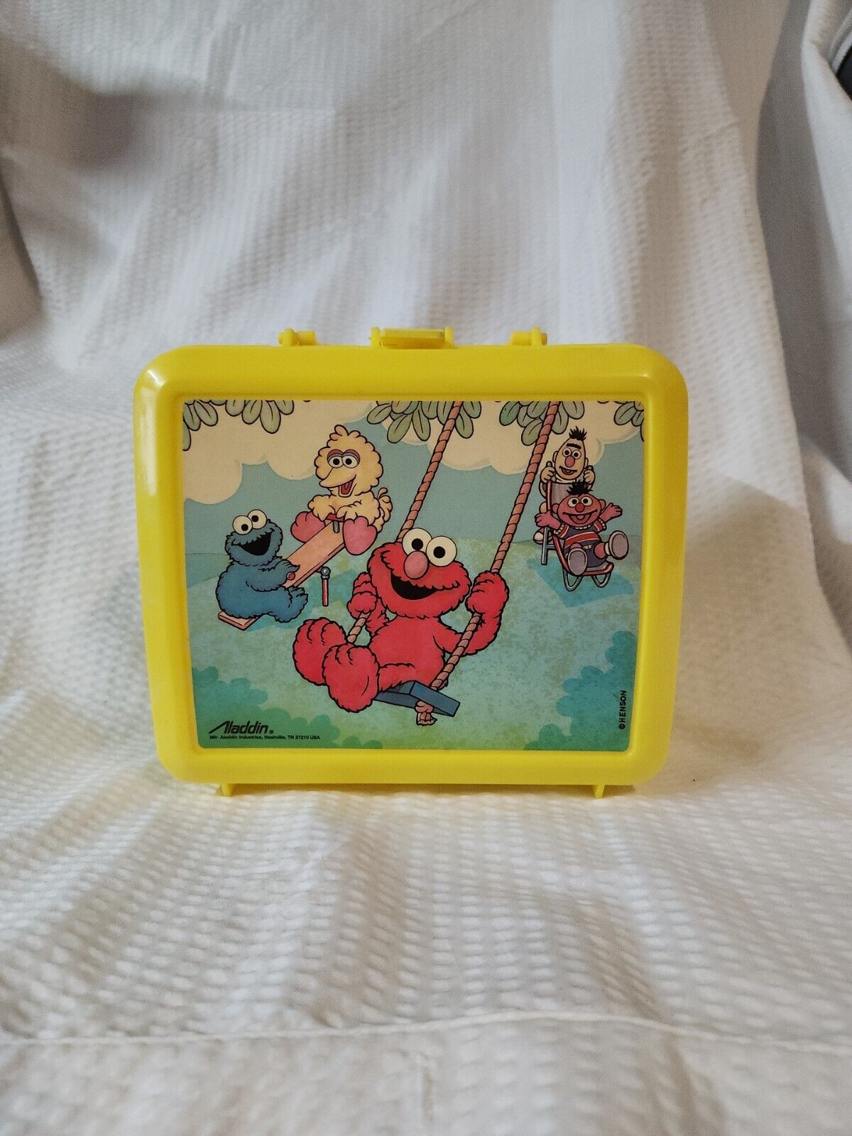 Vintage 1990’s Yellow Sesame Street Lunch Box and Thermos by Alladin