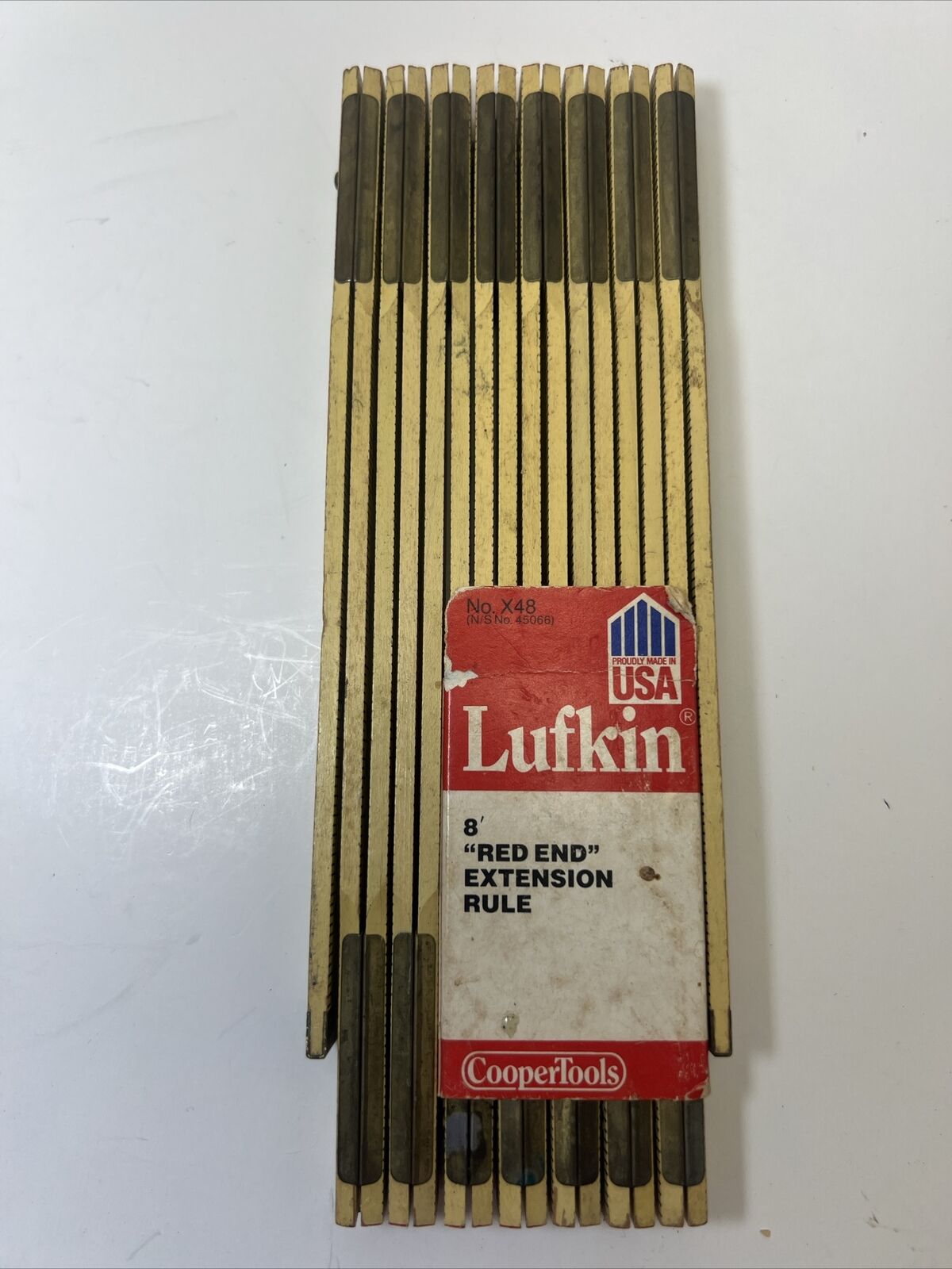 Lufkin X46 6' Red End Extension Wood Folding Rule Brass Slide NOS USA Y