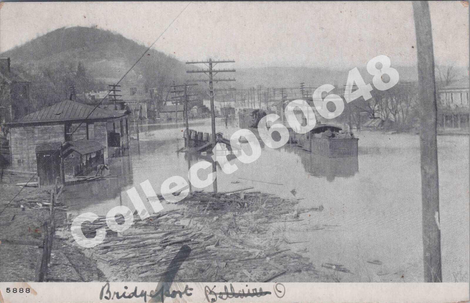 Bridgeport OH-Ohio River Flood 1907-Railroad-Bridge-Business-Belmont County-Ohio