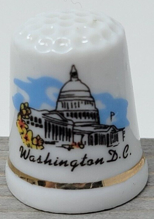 Vintage Commemorative Washington D.C. White Thimble Collectible Trinket