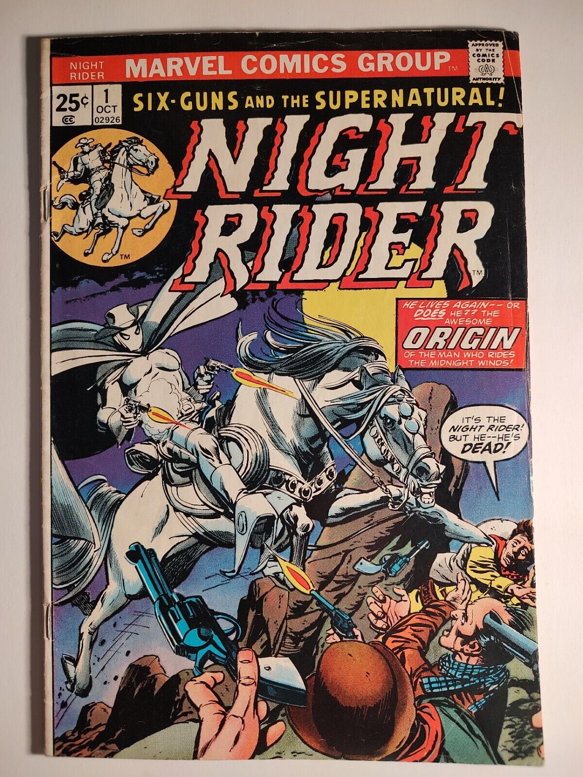 Night Rider #1, FN-/5.5,  Marvel 1974, Gil Kane, Ghost Rider Night Rider Origin