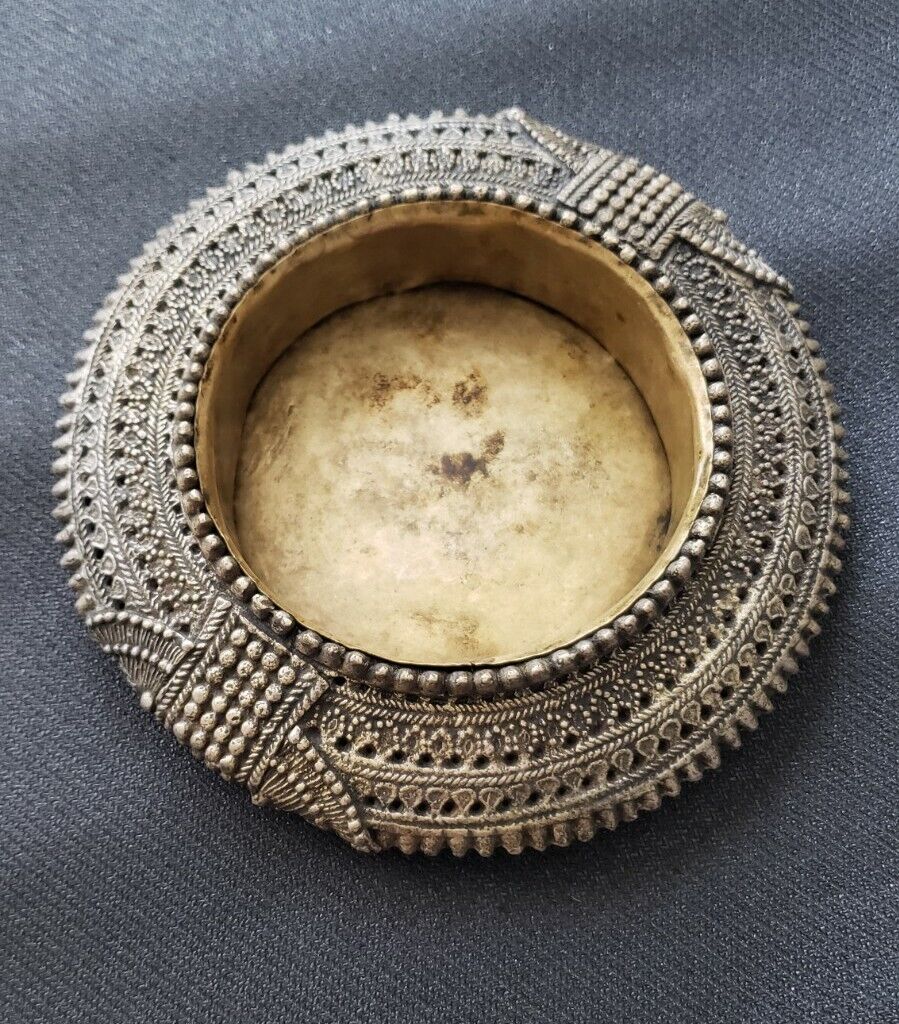 Antique Brass Dhokra Damar Ashtry/catch-all. Repurposed Ankle Bracelet 