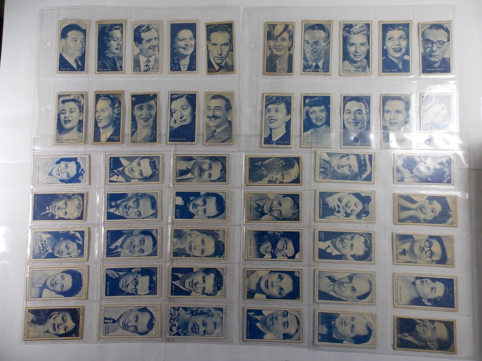 Turf Carreras Cigarette Cards Radio Celebrities 1949 Complete Set 50 in Pages
