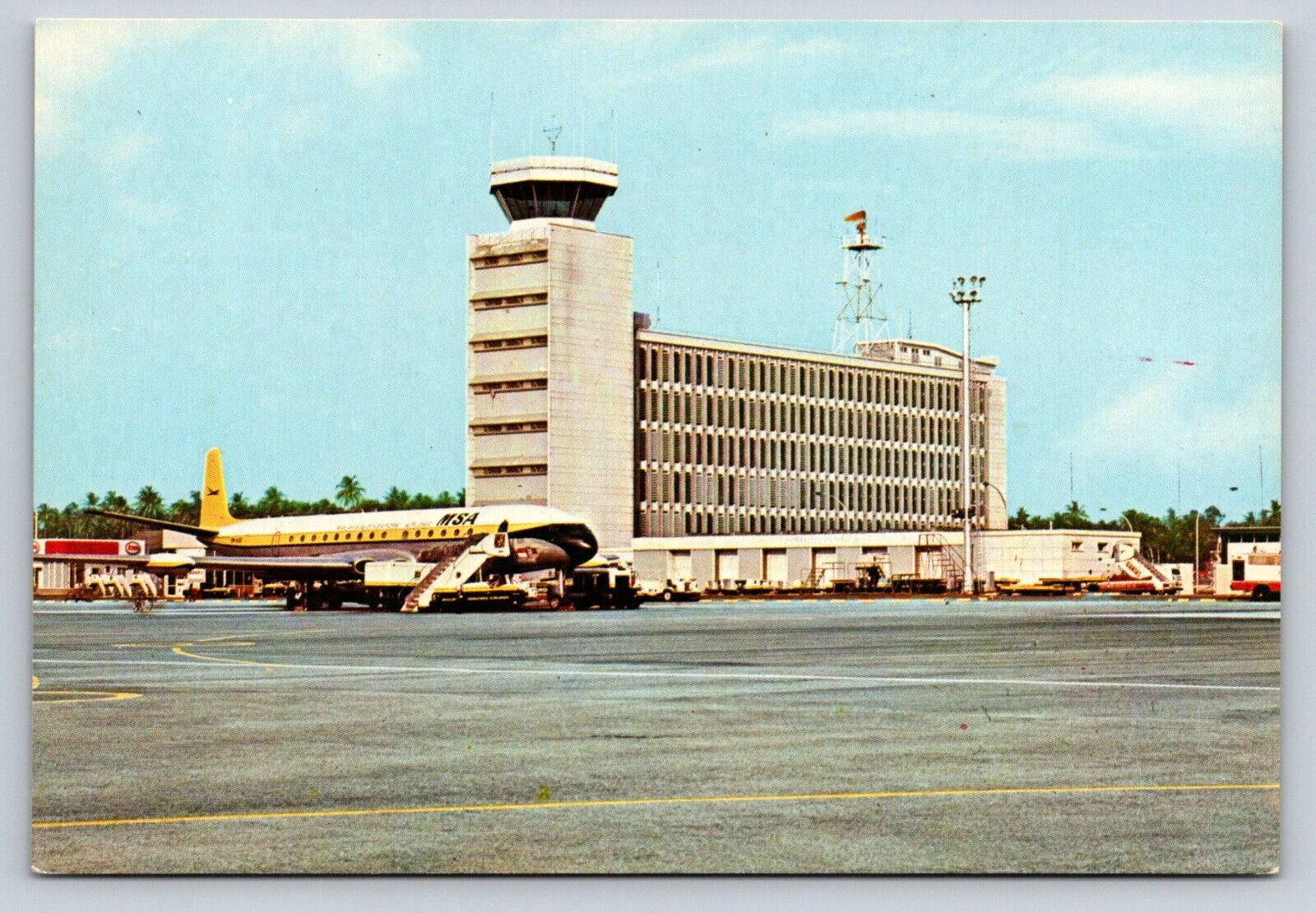 c1960\'s Traffic Control Tower Singapore Airport MSA AIRLINES 4X6 Postcard